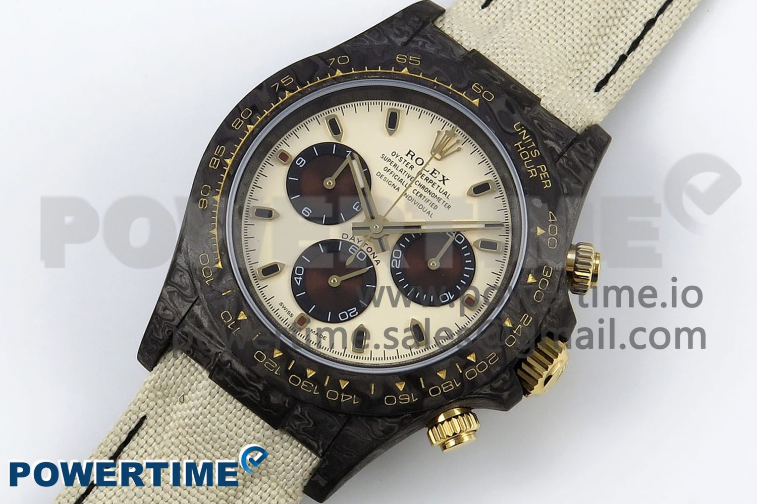 Daytona DIW Carbon Case DIWF Edition Cream/Brown Dial on White Nylon Strap A7750 - Image 2
