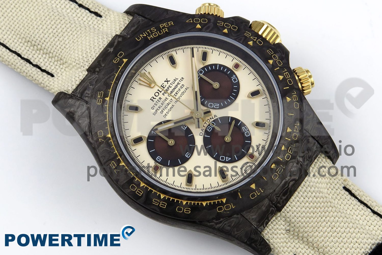 Daytona DIW Carbon Case DIWF Edition Cream/Brown Dial on White Nylon Strap A7750 - Image 3
