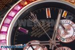 Daytona DIW Carbon Case DIWF Edition Black Dial Rainbow Diamonds Bezel on Brown Nylon Strap A7750 - Image 4