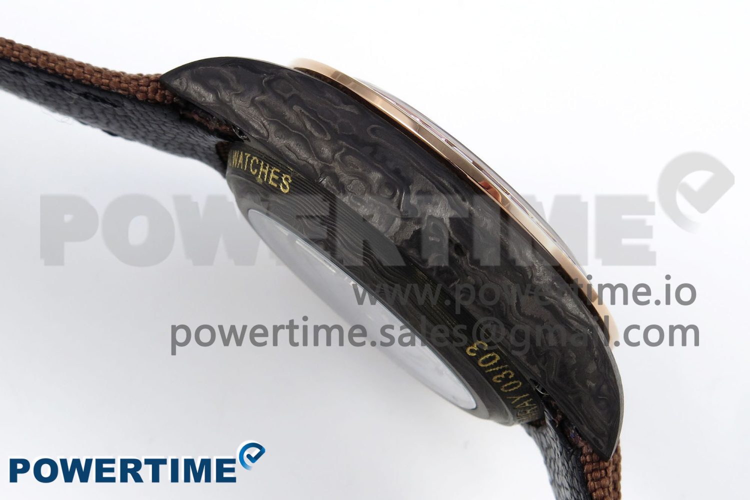 Daytona DIW Carbon Case DIWF Edition Black Dial Rainbow Diamonds Bezel on Brown Nylon Strap A7750 - Image 7