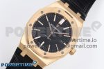 Royal Oak 41mm 15400 RG APSF 1:1 Best Edition Black Dial on Black Leather Strap SA3120 Super Clone V4 (Gain Weight) - Image 3