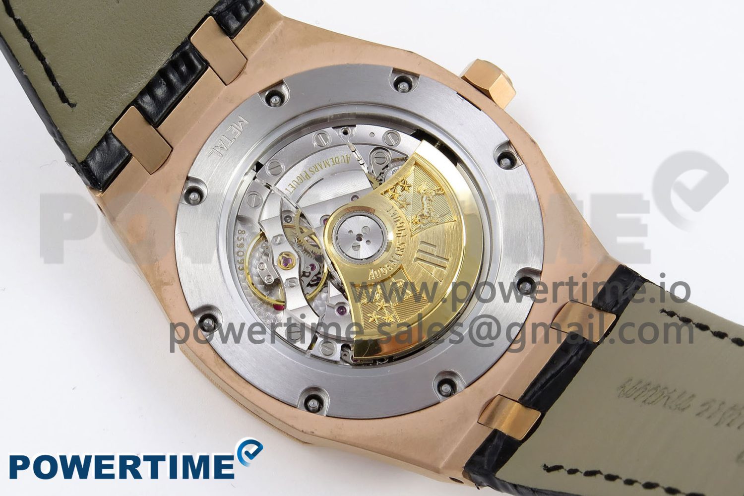 Royal Oak 41mm 15400 RG APSF 1:1 Best Edition Black Dial on Black Leather Strap SA3120 Super Clone V4 (Gain Weight) - Image 11