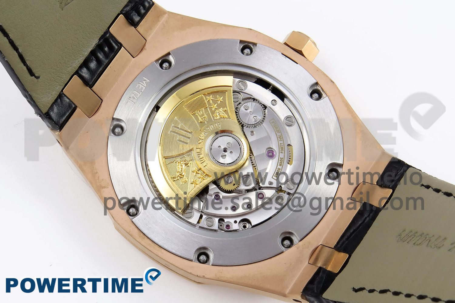 Royal Oak 41mm 15400 RG APSF 1:1 Best Edition Black Dial on Black Leather Strap SA3120 Super Clone V4 (Gain Weight) - Image 10