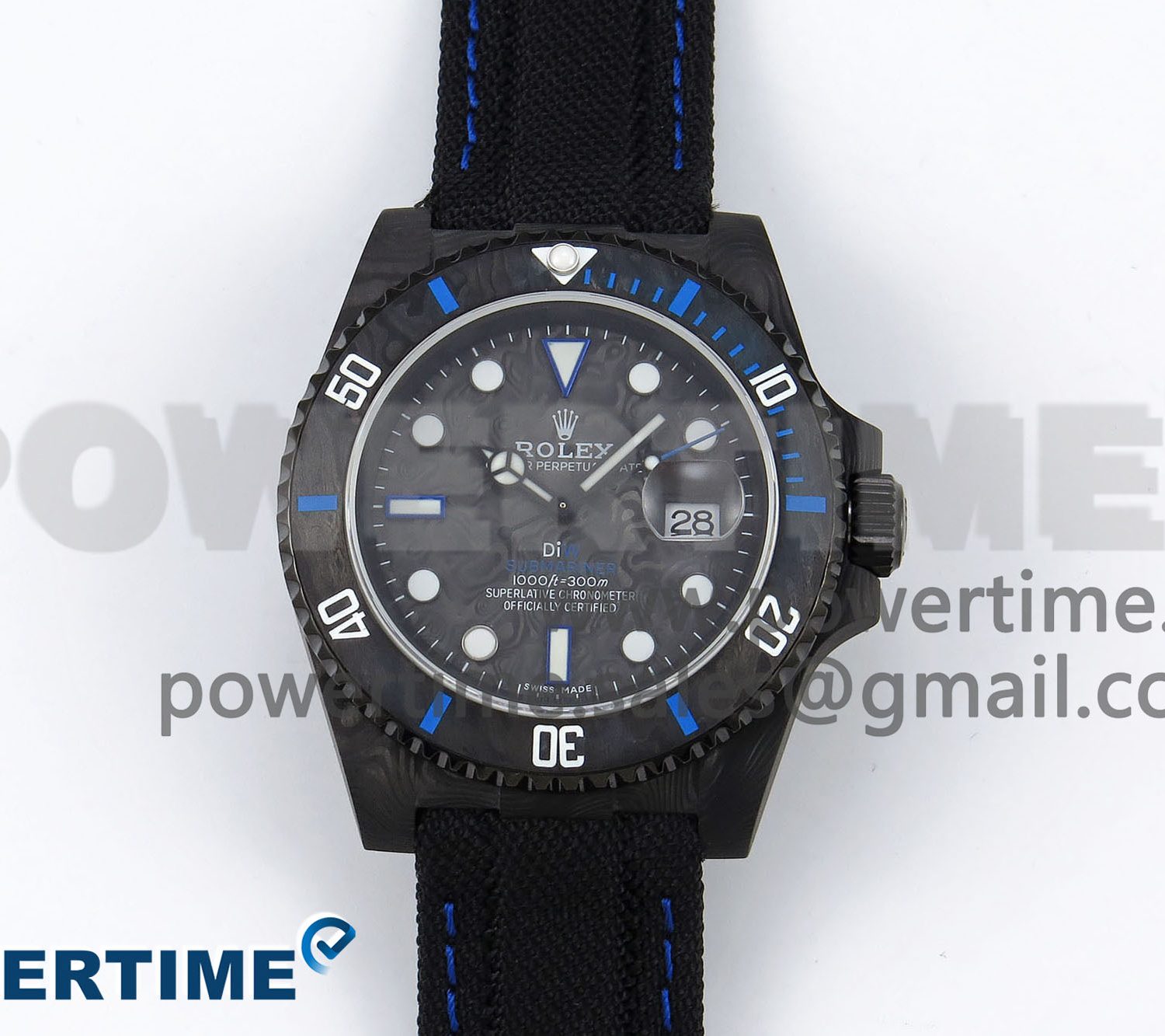 Submariner DIW Carbon IPKF 1:1 Best Edition Black/Blue Dial on Black Nylon Strap VR3135