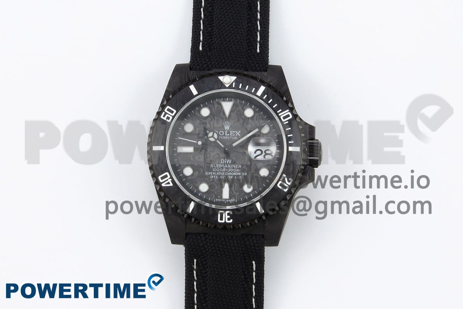 Submariner DIW Carbon IPKF 1:1 Best Edition Black/White Dial on Black Nylon Strap VR3135 - Image 1