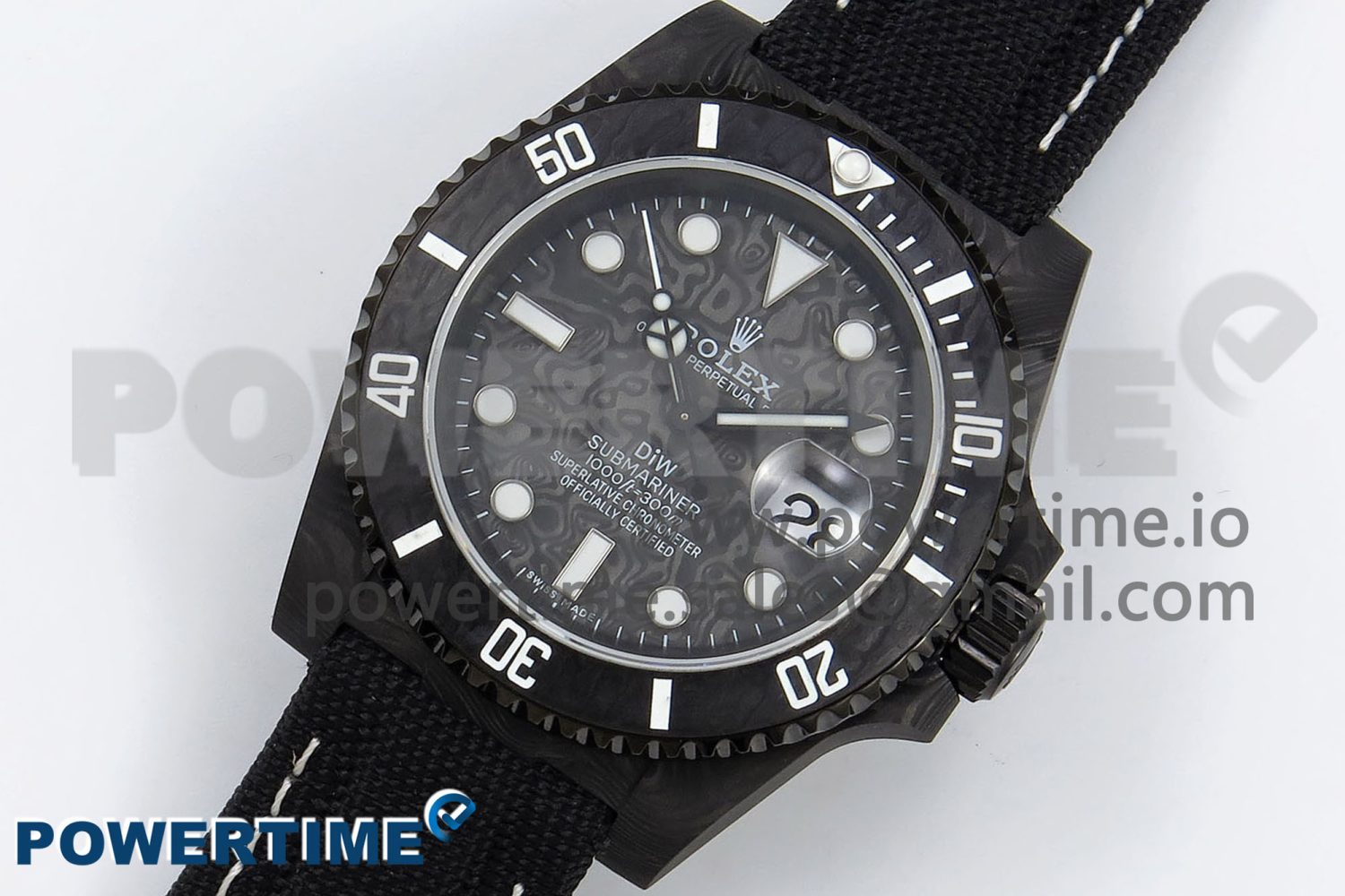 Submariner DIW Carbon IPKF 1:1 Best Edition Black/White Dial on Black Nylon Strap VR3135 - Image 2