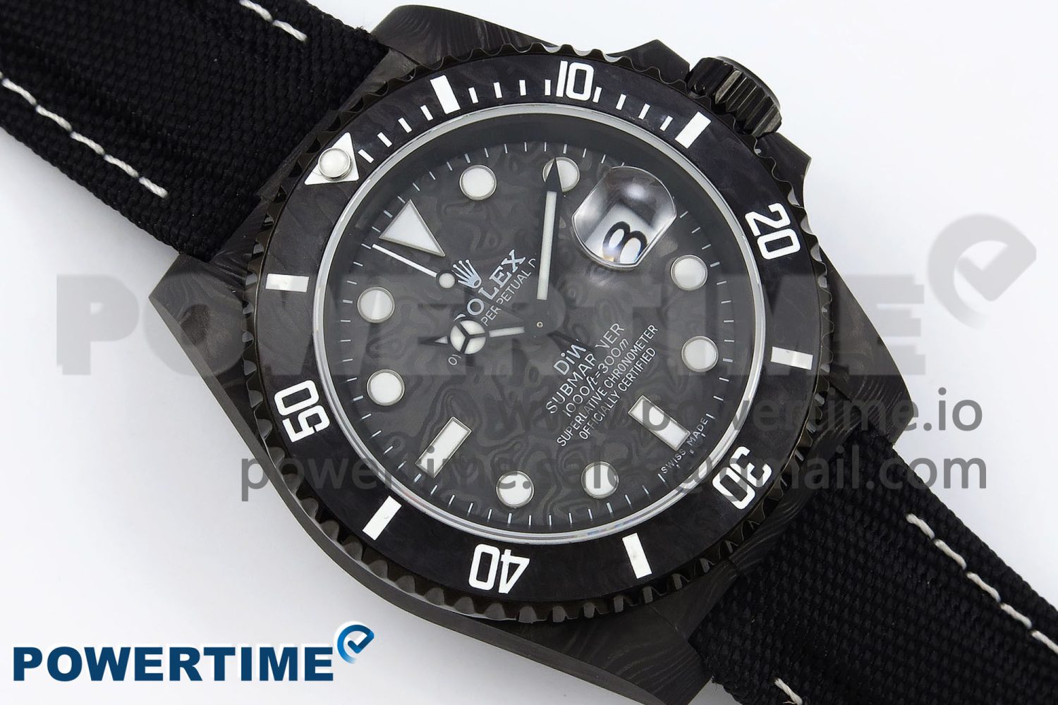 Submariner DIW Carbon IPKF 1:1 Best Edition Black/White Dial on Black Nylon Strap VR3135 - Image 3