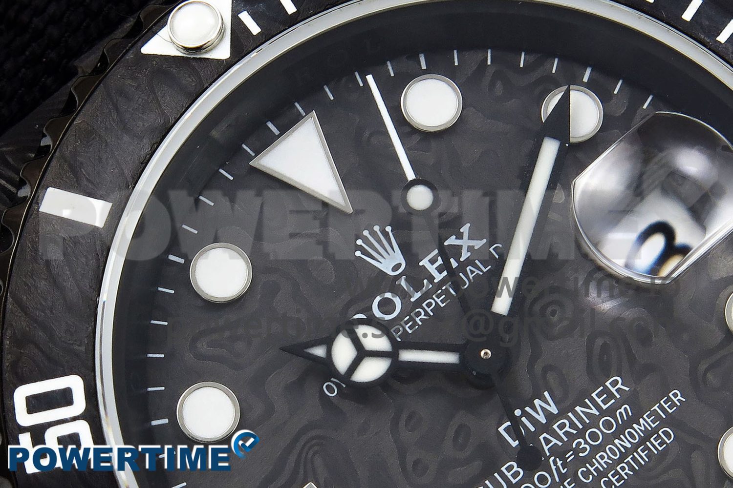 Submariner DIW Carbon IPKF 1:1 Best Edition Black/White Dial on Black Nylon Strap VR3135 - Image 4