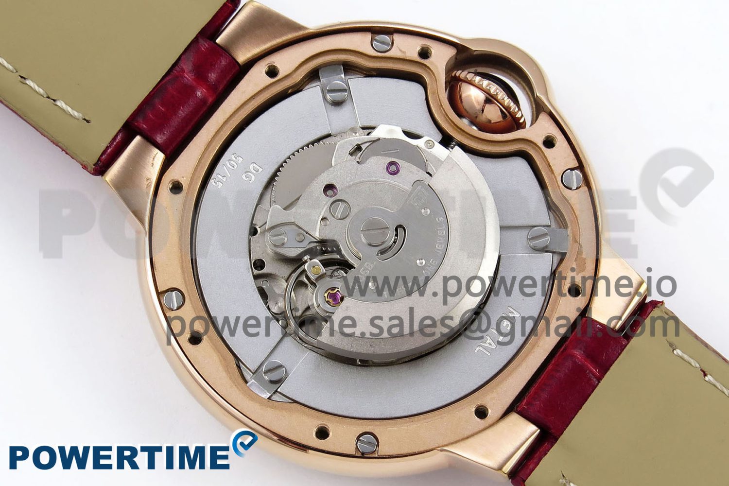 Ballon Bleu 33mm RG AF 1:1 Best Edition Silver Dial Diamonds Bezel on Red Leather Strap SEIKO NH05A - Image 8
