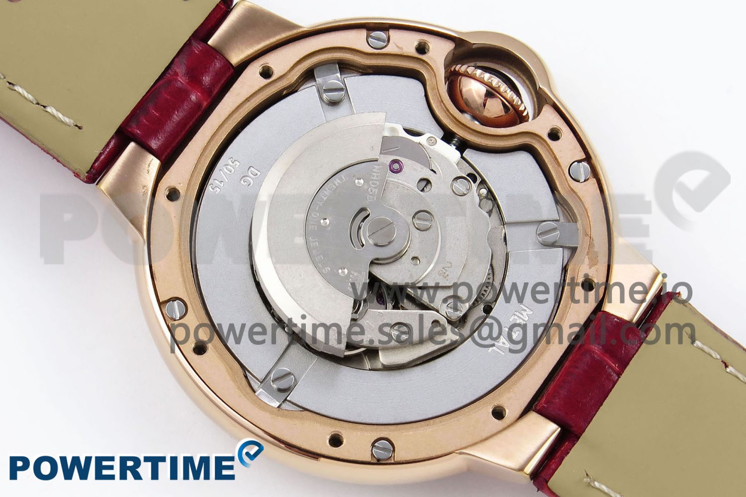 Ballon Bleu 33mm RG AF 1:1 Best Edition Silver Dial Diamonds Bezel on Red Leather Strap SEIKO NH05A - Image 9