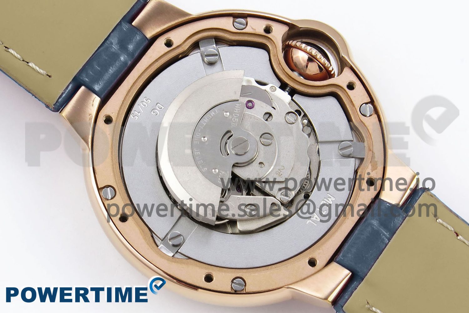 Ballon Bleu 33mm RG AF 1:1 Best Edition RG Dial Diamonds Bezel on Blue Leather Strap SEIKO NH05A - Image 10