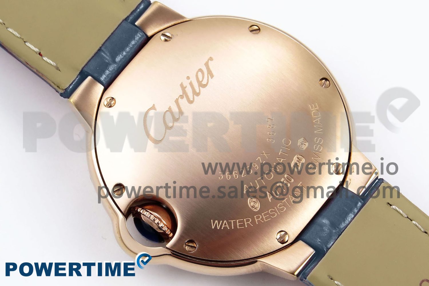 Ballon Bleu 33mm RG AF 1:1 Best Edition RG Dial Diamonds Bezel on Blue Leather Strap SEIKO NH05A - Image 13
