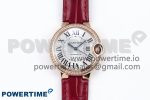 Ballon Bleu 33mm RG AF 1:1 Best Edition Silver Dial Diamonds Bezel on Red Leather Strap SEIKO NH05A