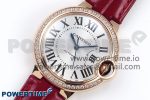 Ballon Bleu 33mm RG AF 1:1 Best Edition Silver Dial Diamonds Bezel on Red Leather Strap SEIKO NH05A - Image 2