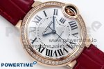 Ballon Bleu 33mm RG AF 1:1 Best Edition Silver Dial Diamonds Bezel on Red Leather Strap SEIKO NH05A - Image 3