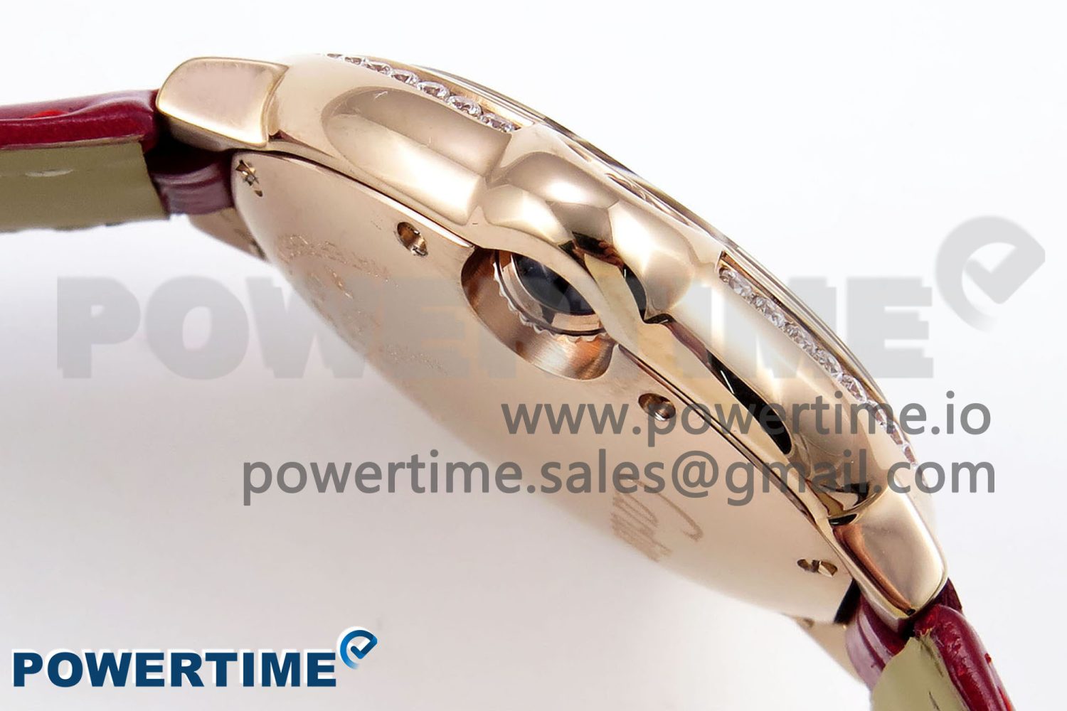 Ballon Bleu 33mm RG AF 1:1 Best Edition Silver Dial Diamonds Bezel on Red Leather Strap SEIKO NH05A - Image 6