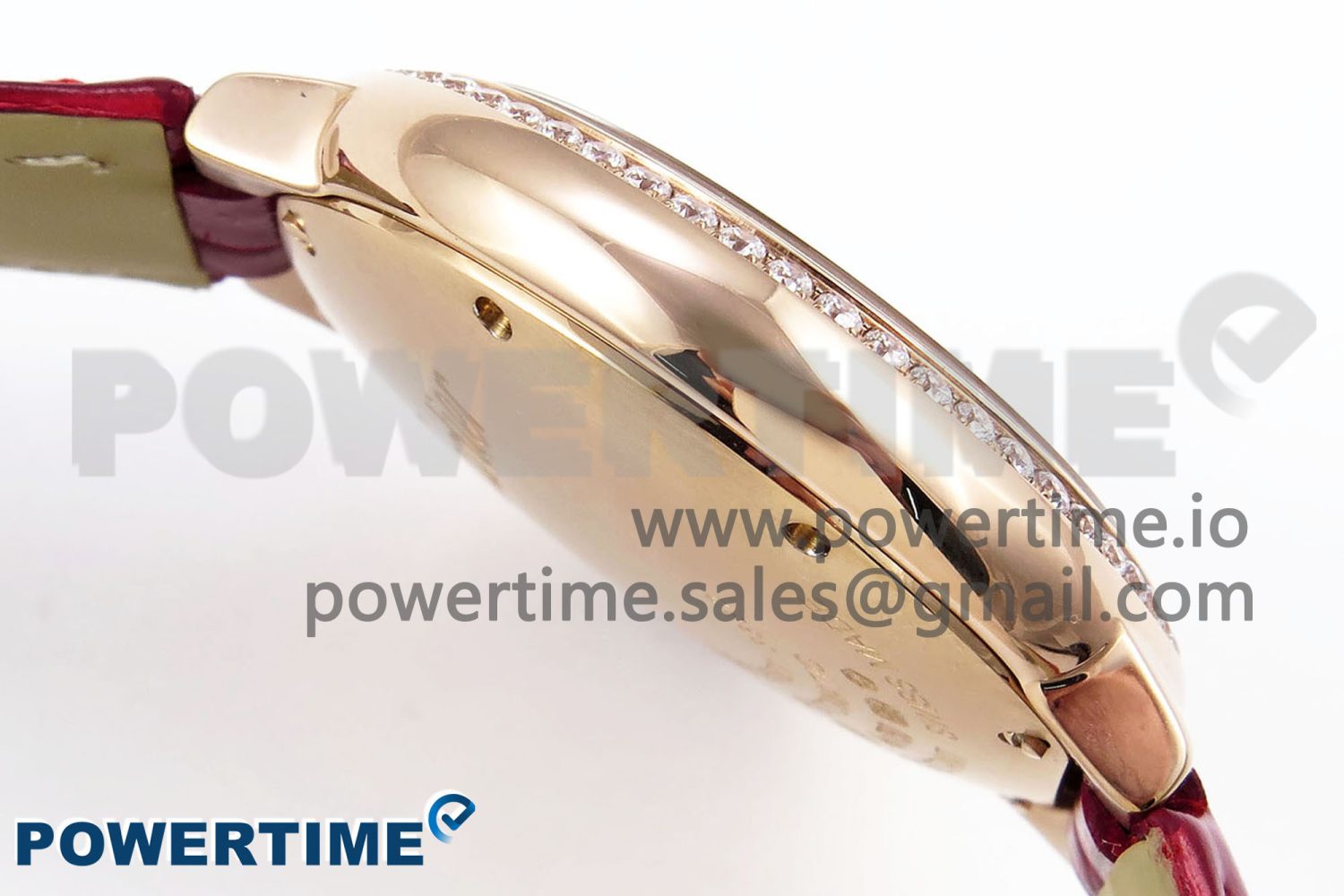 Ballon Bleu 33mm RG AF 1:1 Best Edition Silver Dial Diamonds Bezel on Red Leather Strap SEIKO NH05A - Image 7