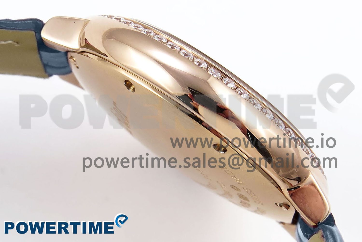 Ballon Bleu 33mm RG AF 1:1 Best Edition RG Dial Diamonds Bezel on Blue Leather Strap SEIKO NH05A - Image 15