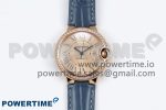 Ballon Bleu 33mm RG AF 1:1 Best Edition RG Dial Diamonds Bezel on Blue Leather Strap SEIKO NH05A