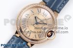 Ballon Bleu 33mm RG AF 1:1 Best Edition RG Dial Diamonds Bezel on Blue Leather Strap SEIKO NH05A - Image 2