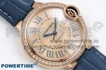 Ballon Bleu 33mm RG AF 1:1 Best Edition RG Dial Diamonds Bezel on Blue Leather Strap SEIKO NH05A - Image 3