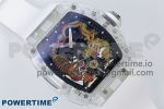 RM51 Transparent Tourbillon RMF Best Edition Tiger/Dragon Dial on White Rubber Strap - Image 3