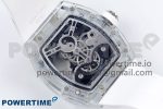 RM51 Transparent Tourbillon RMF Best Edition RG Tiger/Dragon Dial on White Rubber Strap - Image 8