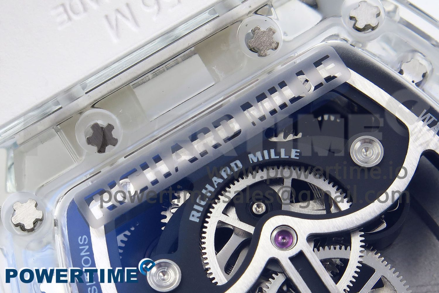 RM51 Transparent Tourbillon RMF Best Edition RG Tiger/Dragon Dial on White Rubber Strap - Image 9
