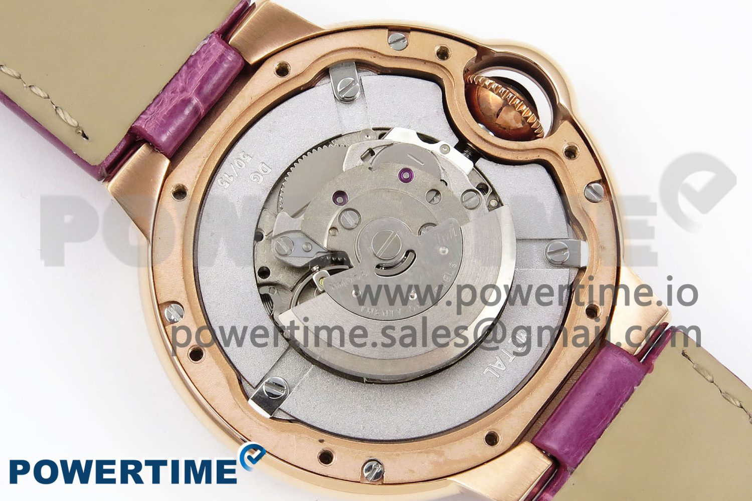Ballon Bleu 33mm RG AF 1:1 Best Edition Silver Dial Diamonds Bezel on Purple Leather Strap SEIKO NH05A - Image 10