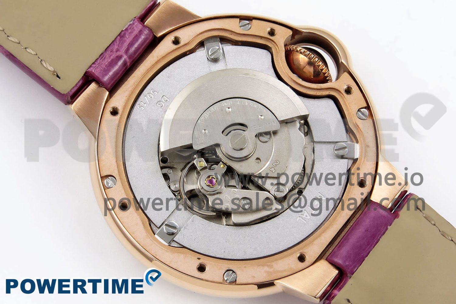 Ballon Bleu 33mm RG AF 1:1 Best Edition Silver Dial Diamonds Bezel on Purple Leather Strap SEIKO NH05A - Image 11