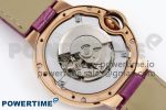Ballon Bleu 33mm RG AF 1:1 Best Edition Silver Dial Diamonds Bezel on Purple Leather Strap SEIKO NH05A - Image 11
