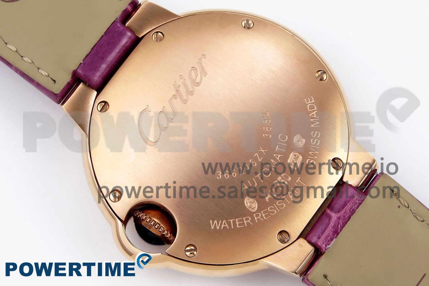 Ballon Bleu 33mm RG AF 1:1 Best Edition Silver Dial Diamonds Bezel on Purple Leather Strap SEIKO NH05A - Image 12