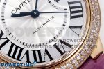 Ballon Bleu 33mm RG AF 1:1 Best Edition Silver Dial Diamonds Bezel on Purple Leather Strap SEIKO NH05A - Image 5