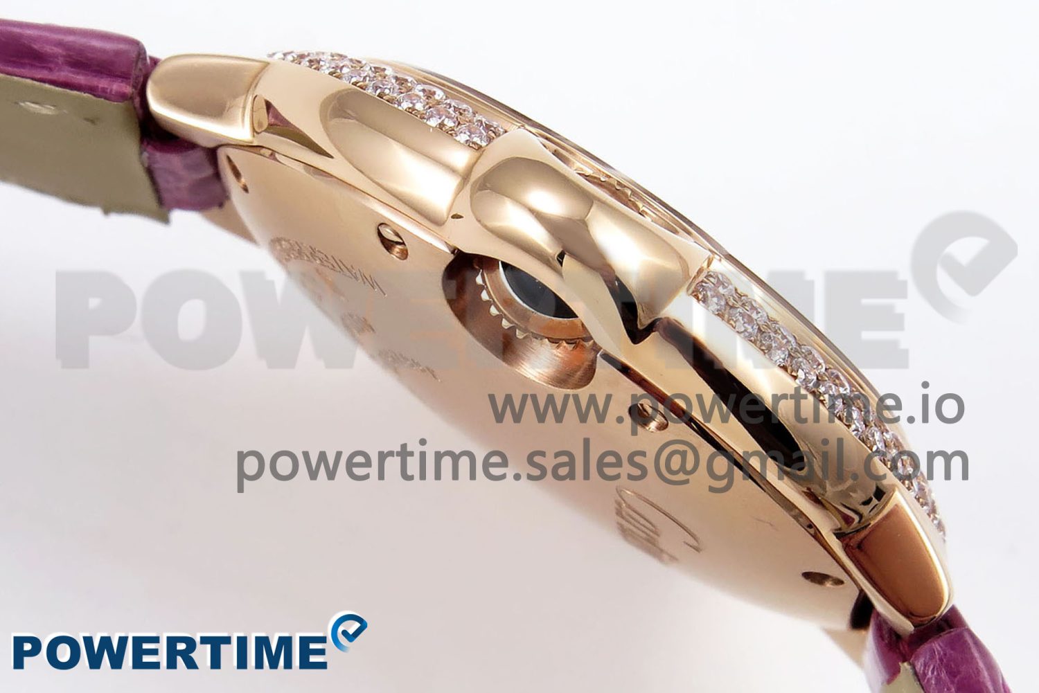Ballon Bleu 33mm RG AF 1:1 Best Edition Silver Dial Diamonds Bezel on Purple Leather Strap SEIKO NH05A - Image 6