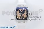 RM51 Transparent Tourbillon RMF Best Edition RG Tiger/Dragon Dial on White Rubber Strap