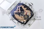 RM51 Transparent Tourbillon RMF Best Edition RG Tiger/Dragon Dial on White Rubber Strap - Image 3