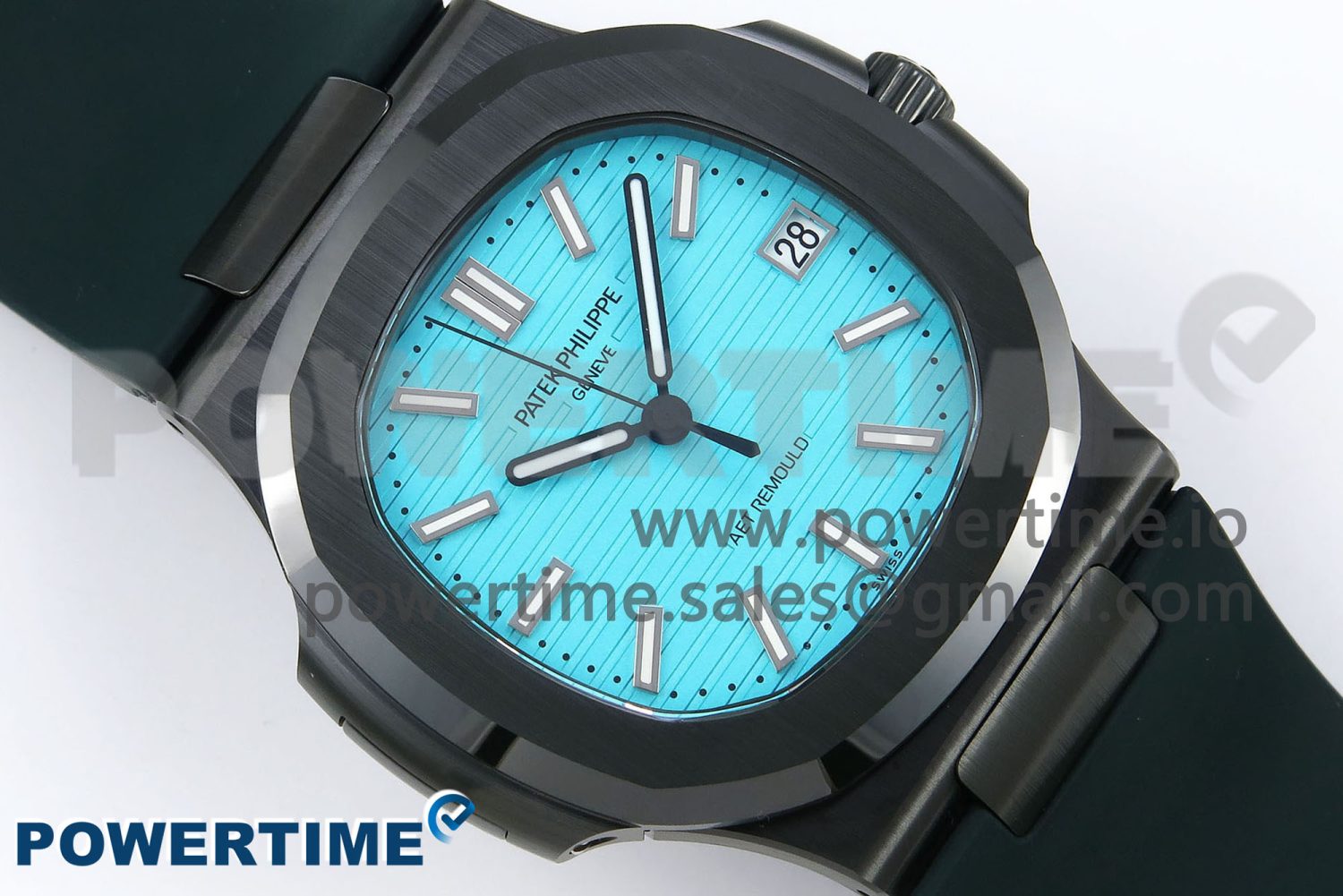 AET Nautilus 5711 Green Ceramic AMGF Best Edition Tiffany Blue Dial on Green Rubber Strap MIYOTA 9015 - Image 3