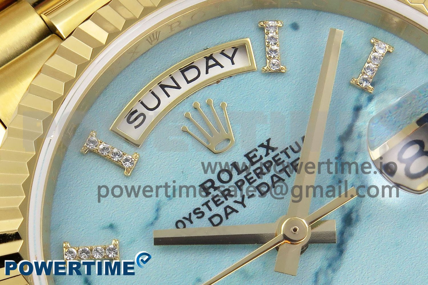 Day Date 36 YG TWSF Best Edition Blue Roman Diamonds Dial on YG Bracelet A2836 - Image 4