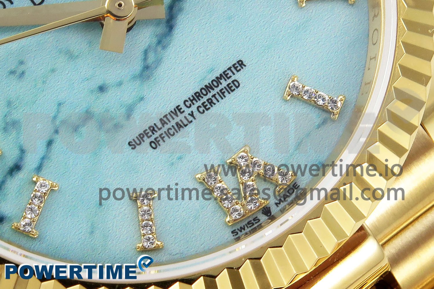 Day Date 36 YG TWSF Best Edition Blue Roman Diamonds Dial on YG Bracelet A2836 - Image 5