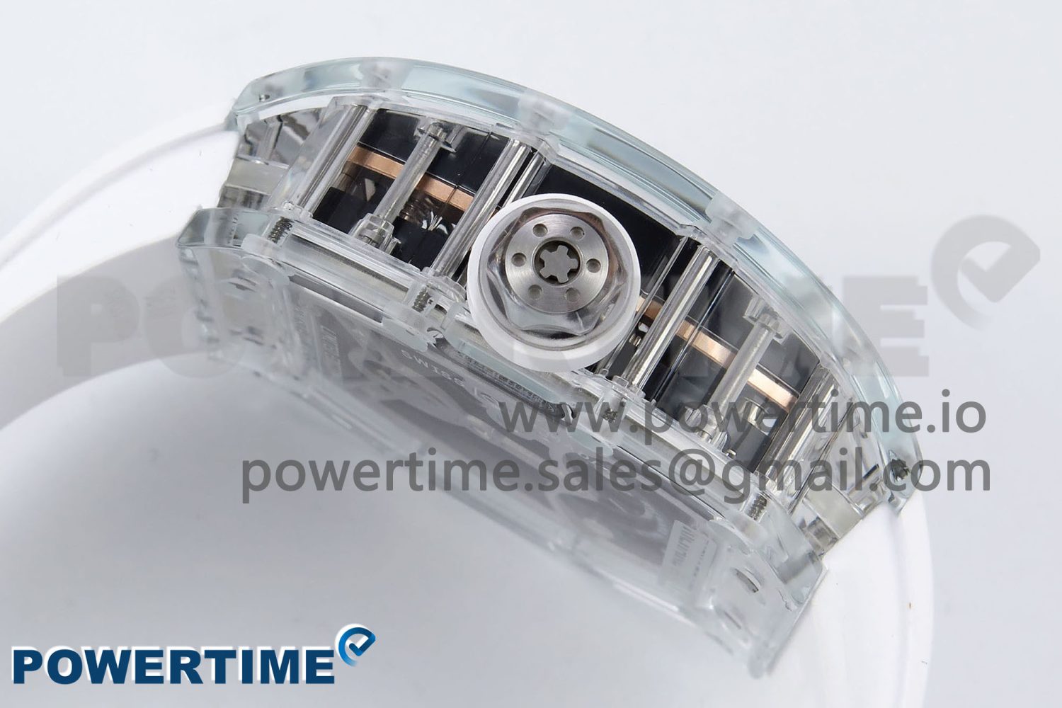 RM51 Transparent Tourbillon RMF Best Edition RG Tiger/Dragon Dial on White Rubber Strap - Image 6