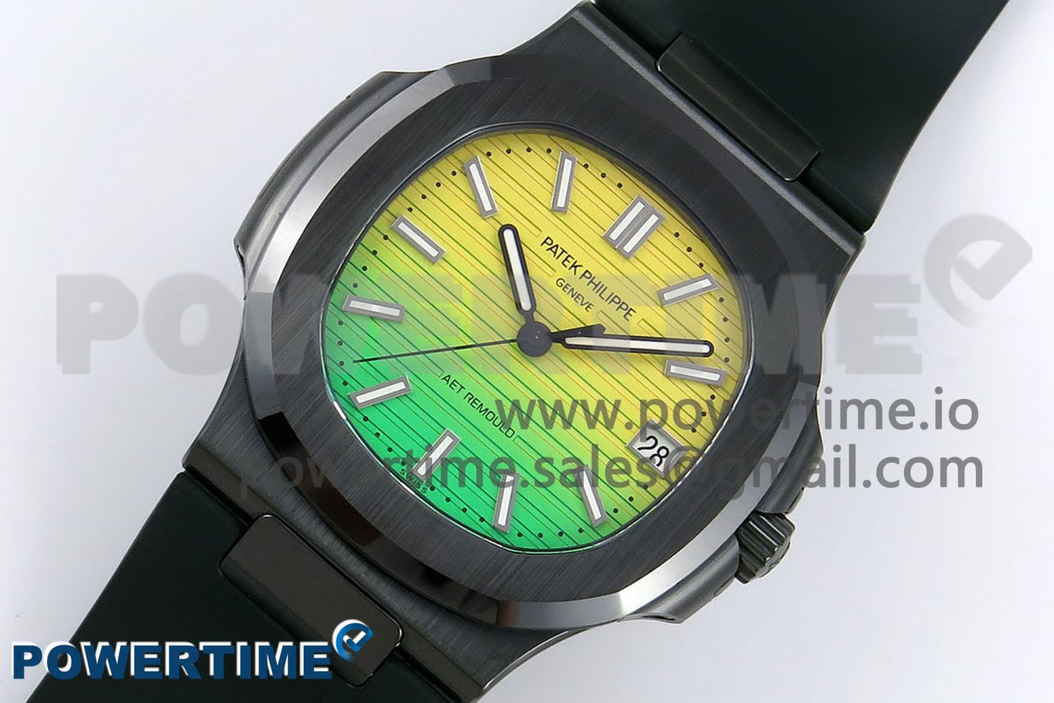 AET Nautilus 5711 Green Ceramic AMGF Best Edition Yellow/Green Dial on Green Rubber Strap MIYOTA 9015 - Image 2