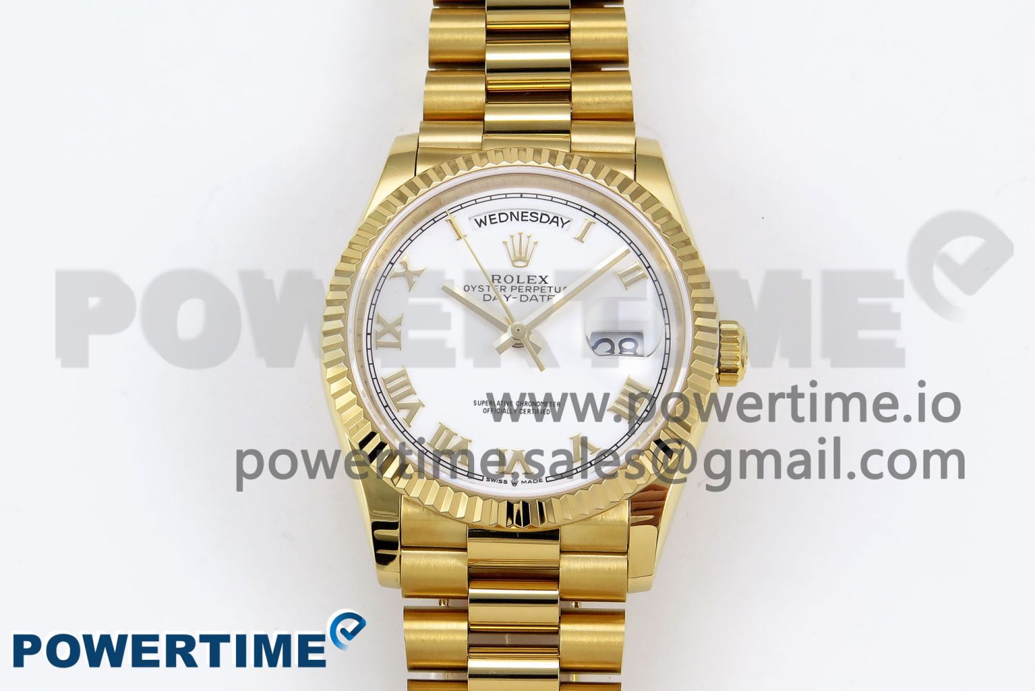 Day Date 36 YG TWSF Best Edition White Roman Dial on YG Bracelet A2836 - Image 1