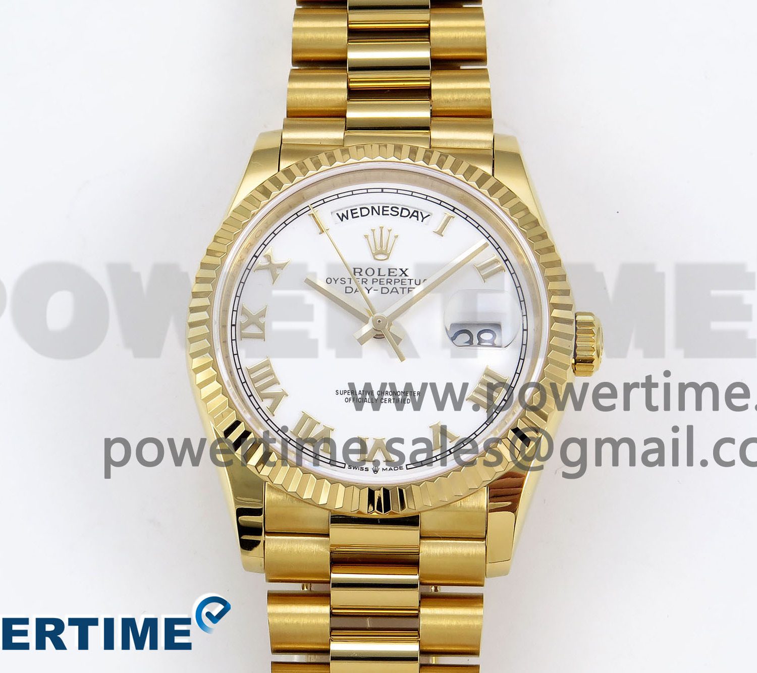 Day Date 36 YG TWSF Best Edition White Roman Dial on YG Bracelet A2836