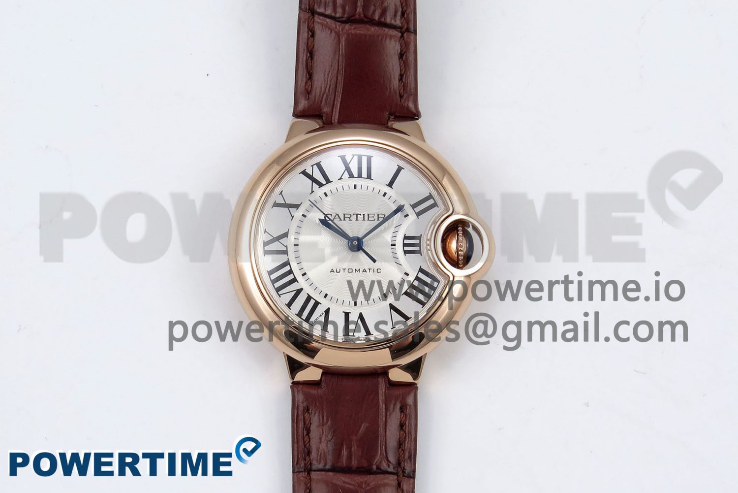 Ballon Bleu 33mm RG AF 1:1 Best Edition Silver Dial on Brown Leather Strap SEIKO NH05A - Image 1