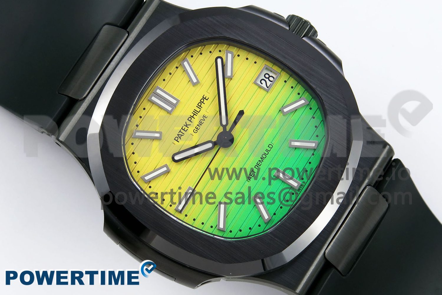 AET Nautilus 5711 Green Ceramic AMGF Best Edition Yellow/Green Dial on Green Rubber Strap MIYOTA 9015 - Image 3