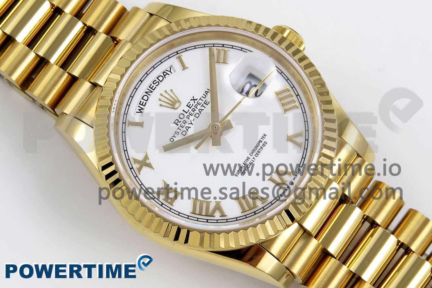 Day Date 36 YG TWSF Best Edition White Roman Dial on YG Bracelet A2836 - Image 3