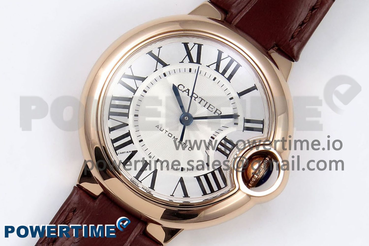 Ballon Bleu 33mm RG AF 1:1 Best Edition Silver Dial on Brown Leather Strap SEIKO NH05A - Image 2