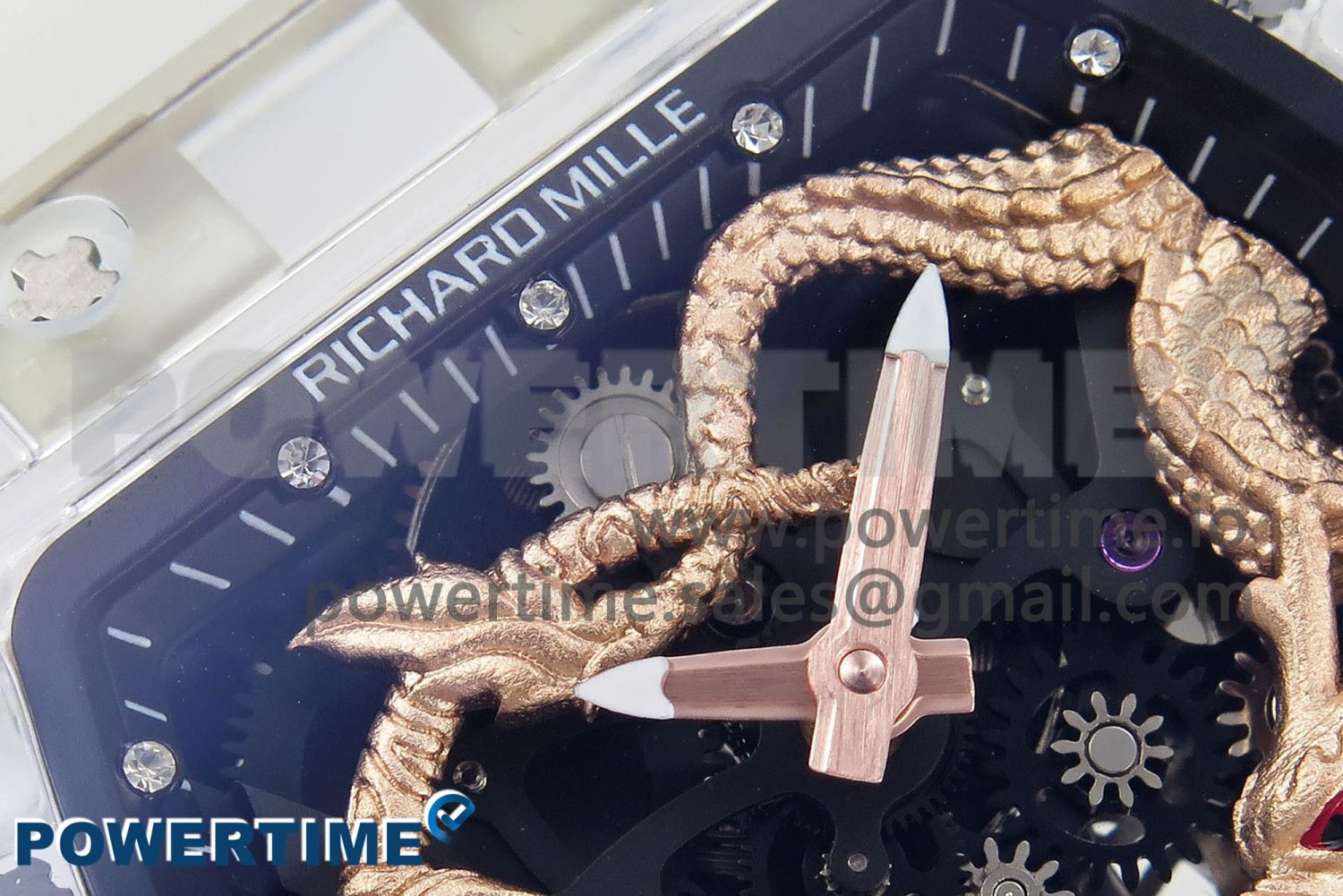 RM51 Transparent Tourbillon RMF Best Edition RG Tiger/Dragon Dial on Transparent Rubber Strap - Image 4