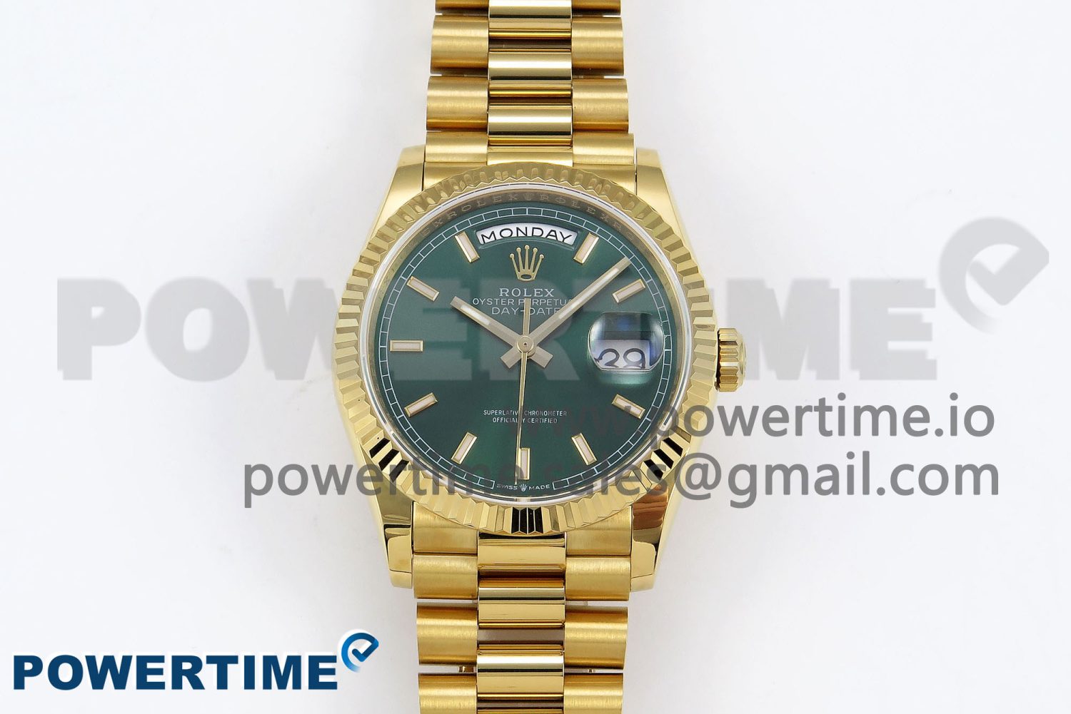 Day Date 36 YG TWSF Best Edition Green Dial on YG Bracelet A2836 - Image 1