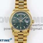 Day Date 36 YG TWSF Best Edition Green Dial on YG Bracelet A2836